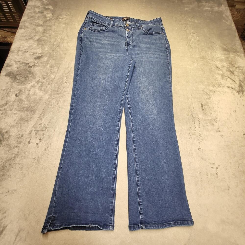 NYDJ Jeans Womens 10 Blue Marilyn Straight Mid Rise Medium Wash Stretch 5-Pocket